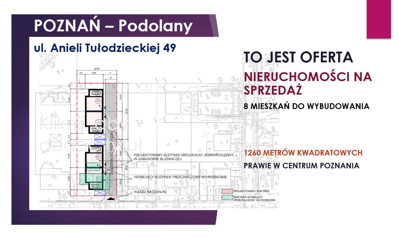 działka Poznań Podolany 1260 m2