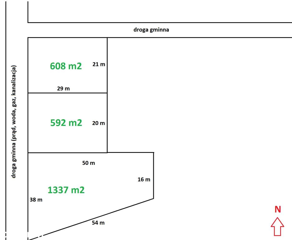 Działki budowlane, różne metraże, media-1