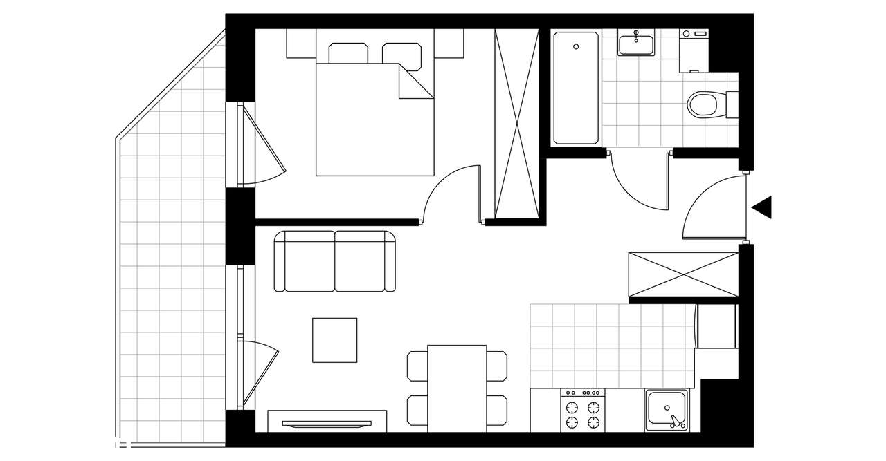 2-pokojowe mieszkanie 34m2 + balkon - Pełny obrazek: 3/8