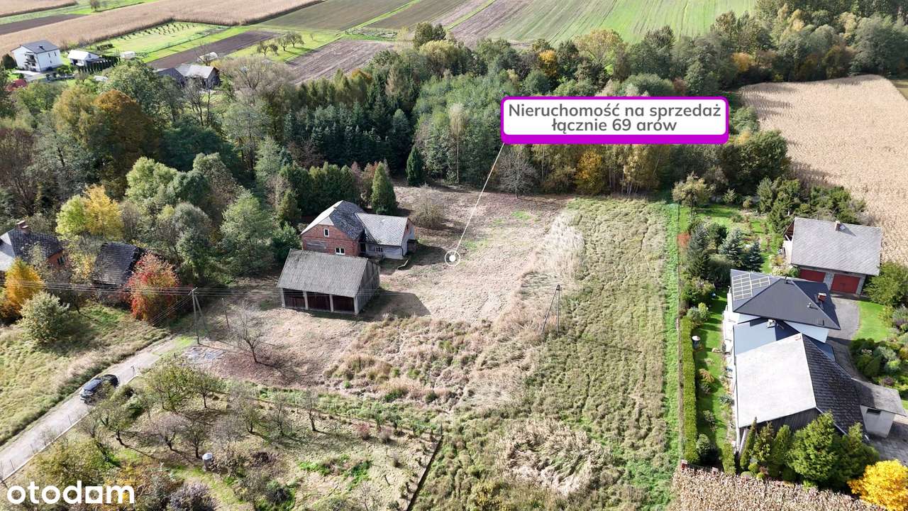 Działka 69 arów z zabudowaniami i lasem – Czułówek-6