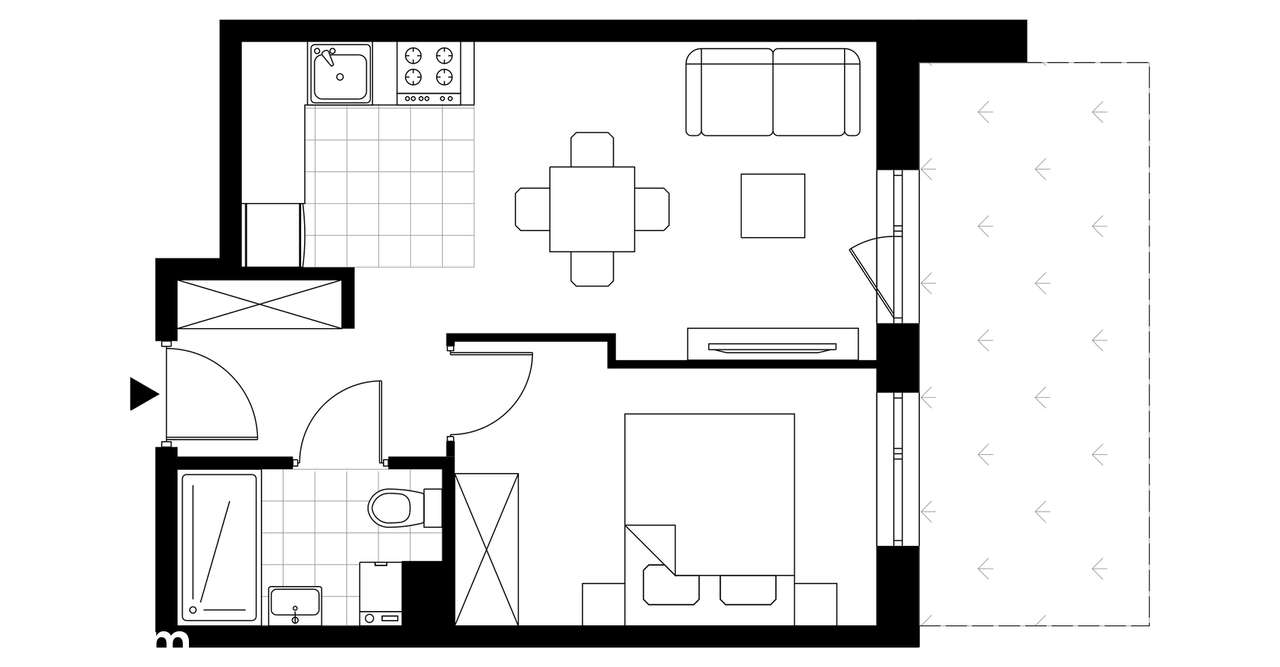 2-pokojowe mieszkanie 33m2 + ogródek Bezpośrednio - Pełny obrazek: 3/8