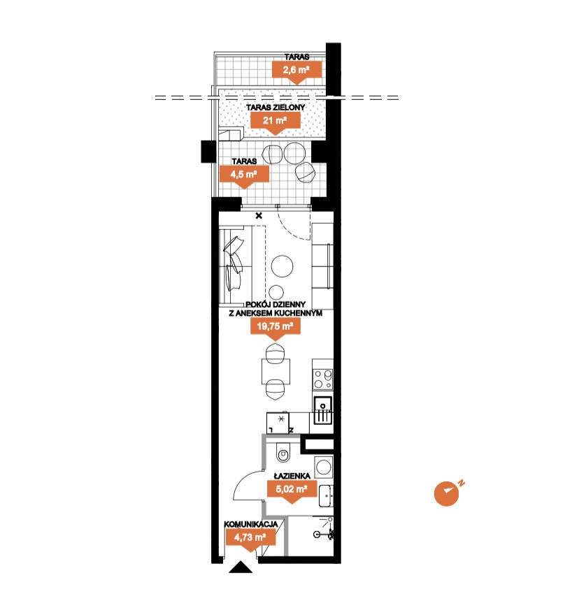 Stare Miasto-Kawalerka z tarasem i ogrodem-8