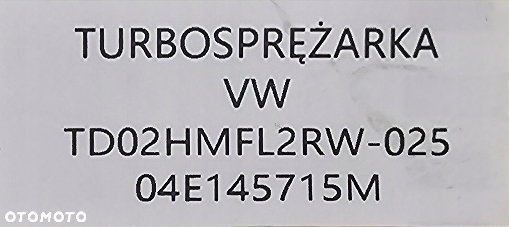 NOWA ORYGINALNA TURBINA AUDI / SKODA / VW / SEAT - 1.4 TSI 04E145715M - 7