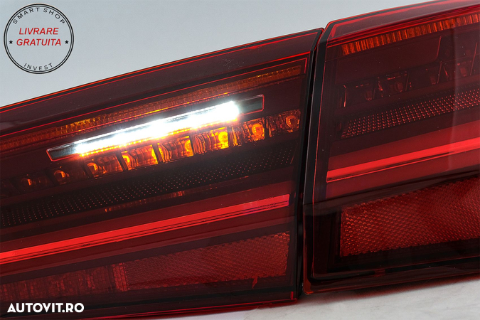 Stopuri Full LED Audi A6 4G C7 (2011-2014) Red Clear Facelift Design Semnalizare S- livrare gratuita - 11