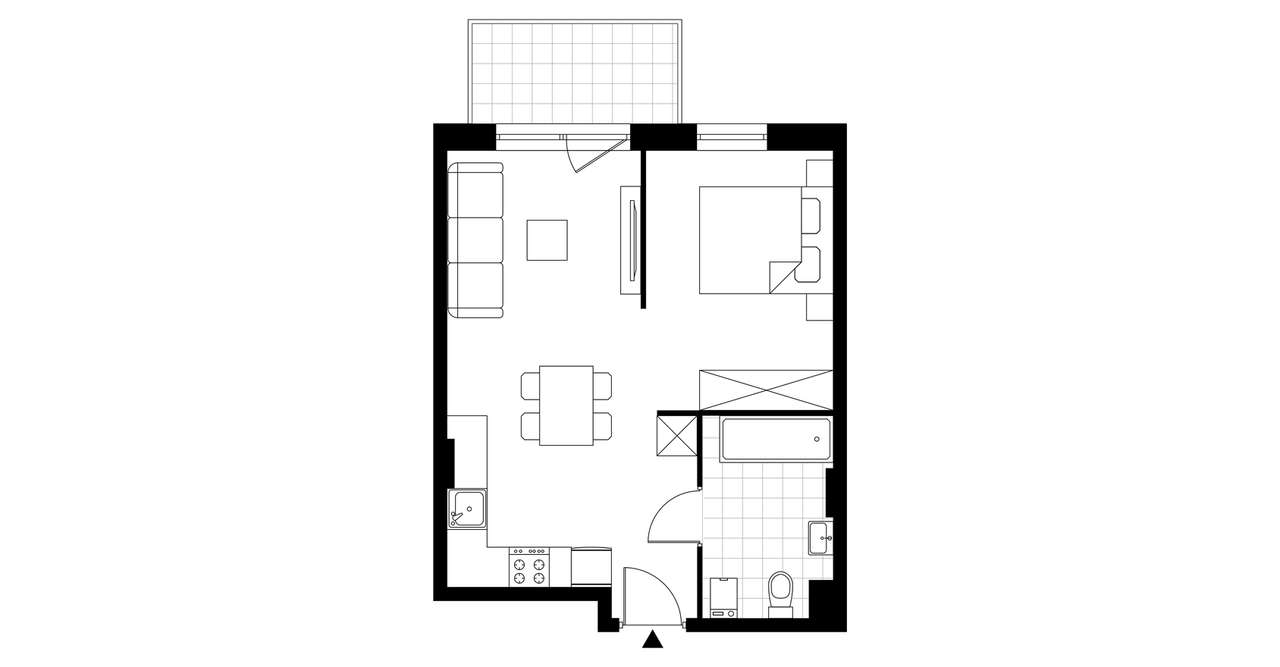 1-pokojowy apartament inwestycyjny 37m2 + balkon - Pełny obrazek: 3/8