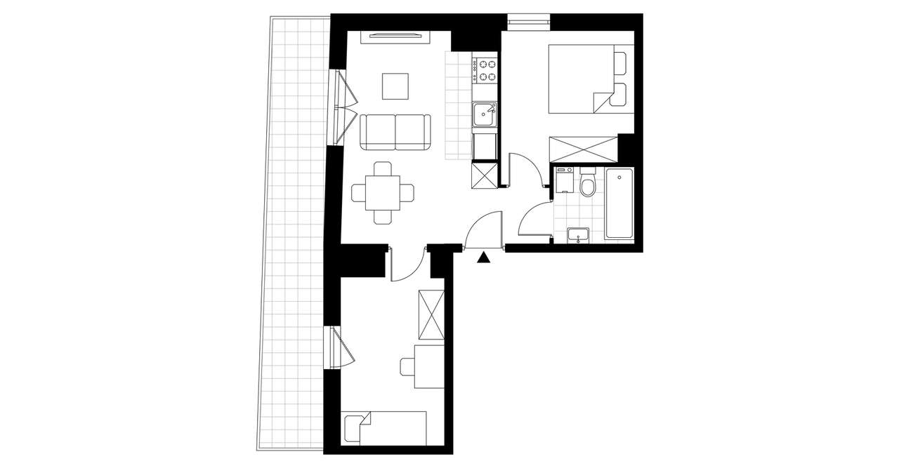 3-pokojowe mieszkanie 42m2 + taras Bez Pośredników - Pełny obrazek: 3/6