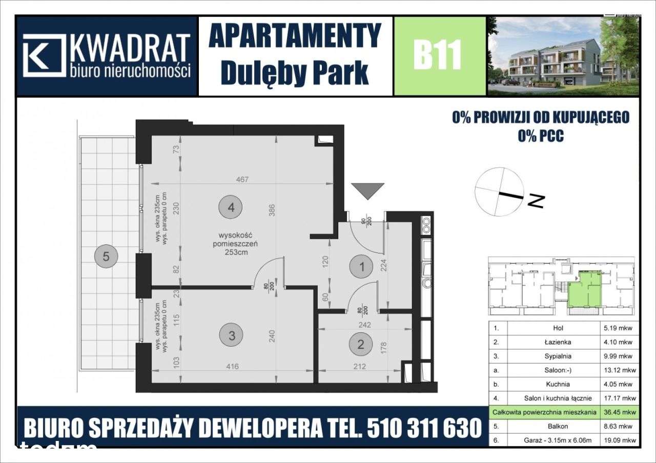 2 pokoje / 36,45m2 / Bronowice - Pełny obrazek: 2/8