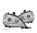 FARÓIS FRONTAIS LED LUZ DIURNA PARA MERCEDES ML W163- 98-01. FUNDO CROMADO - 1