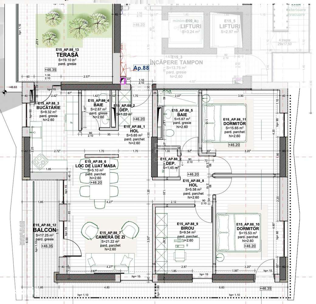 4 camere, 133 mp,  vedere panoramica, Vivat Residence-5