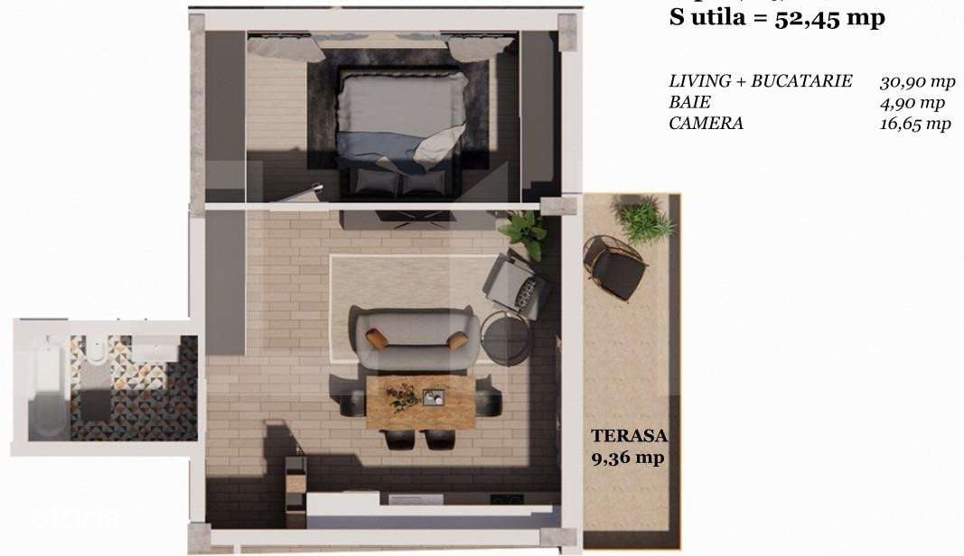 Apartamente 2 camere, 53mp , Iris TVA inclus! - Imagine principală: 2/6