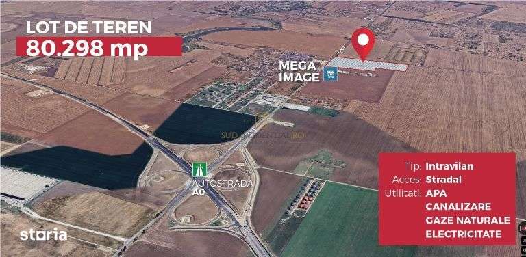 Lot de teren compact, 8 hectare,deschidere 180 ml,DN4,Popesti-Leordeni - Imagine principală: 4/11