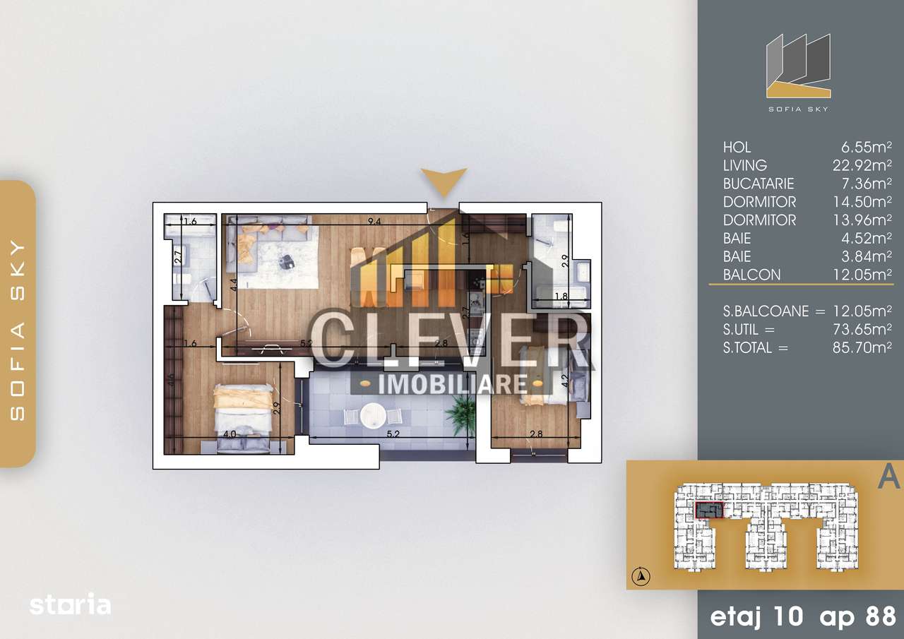 PROMO Apartament Premium 3 Camere 7 min. Metrou N. Teclu - Imagine principală: 2/5