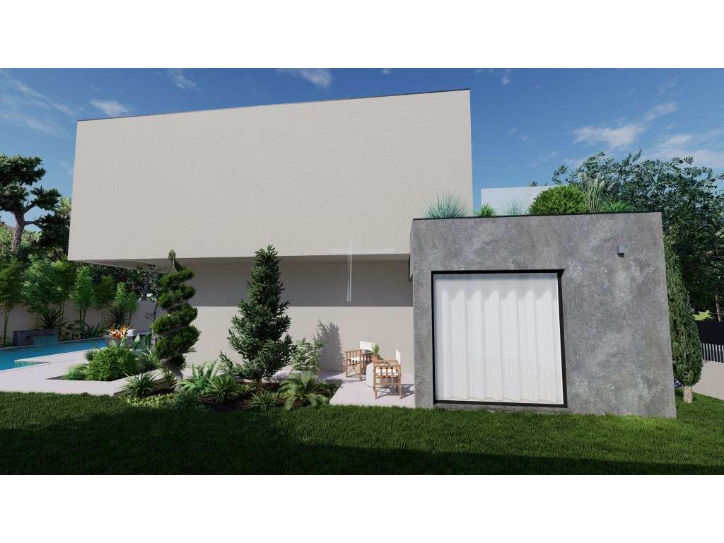 Moradia isolada T5, arquitetura contemporânea com garagem e piscina...-5