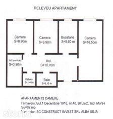 Apartament cu 3 camere Tarnaveni - Licitatie insolventa (CI)