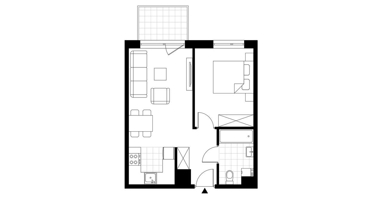 2-pokojowe mieszkanie 41m2 + balkon - Pełny obrazek: 3/8