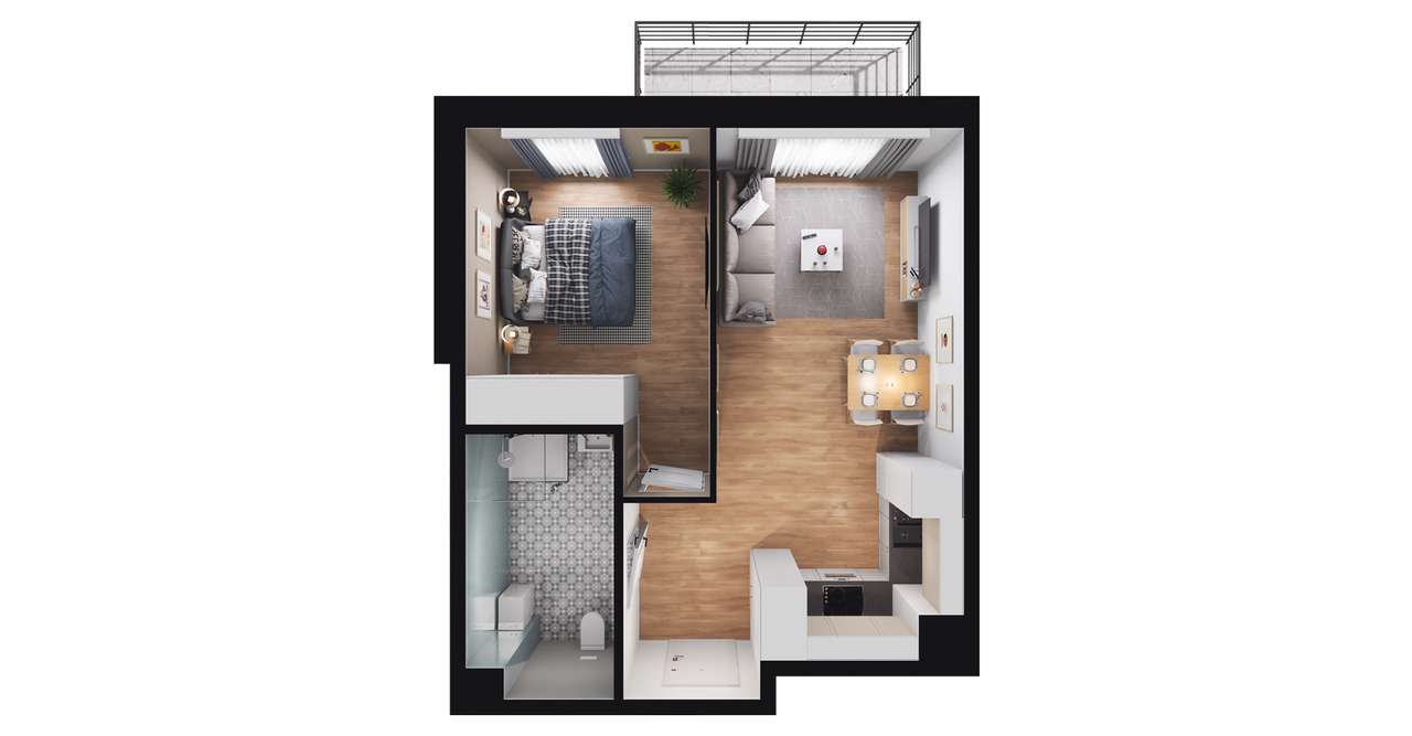 2-pokojowe mieszkanie 42m2 + balkon Bezpośrednio - Pełny obrazek: 2/8