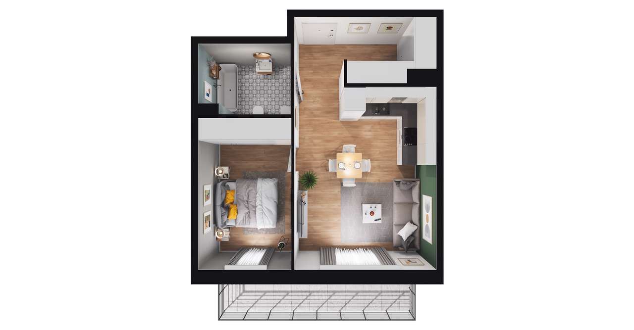 2-pokojowe mieszkanie 40m2 + balkon Bezpośrednio - Pełny obrazek: 3/9