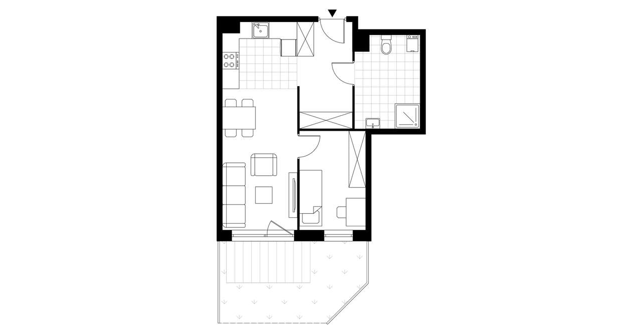 2-pokojowe mieszkanie 42m2 + ogródek Bezpośrednio - Pełny obrazek: 3/8