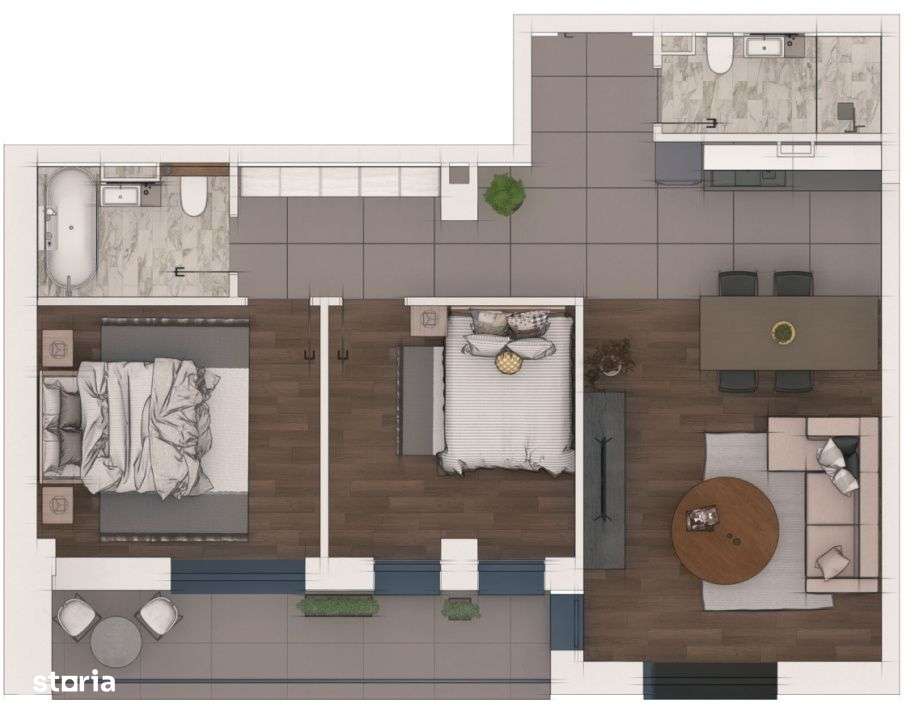 Apartament 3 camere 70mp intr-un ansamblu NZEB – zona Terra - Imagine principală: 1/11