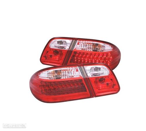 FAROLINS TRASEIROS LED PARA MERCEDES CLASSE E W210 95-02 VERMELHO CROMADO - 1