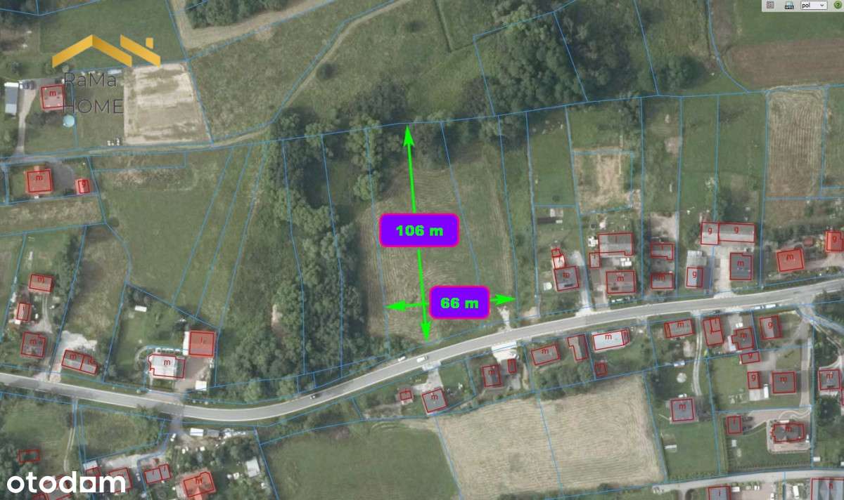 Działka usługowa 7000m2 , wjazd z drogi powiatowej-12