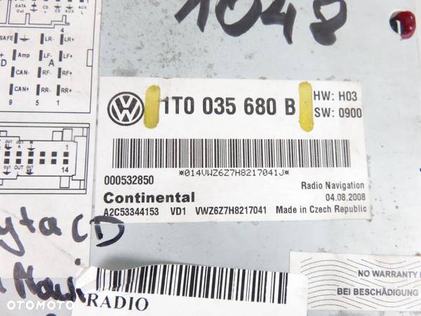 RADIO VW PASSAT B6 1T0035680B + KOD - 4