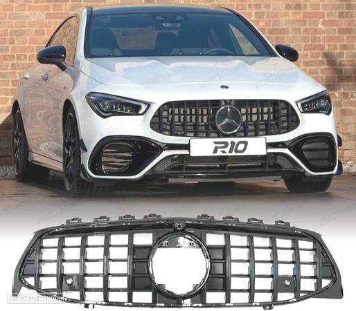 GRELHA FRONTAL PARA MERCEDES CLA W118 19- GTR STYLE PRETO BRILHANTE - 1