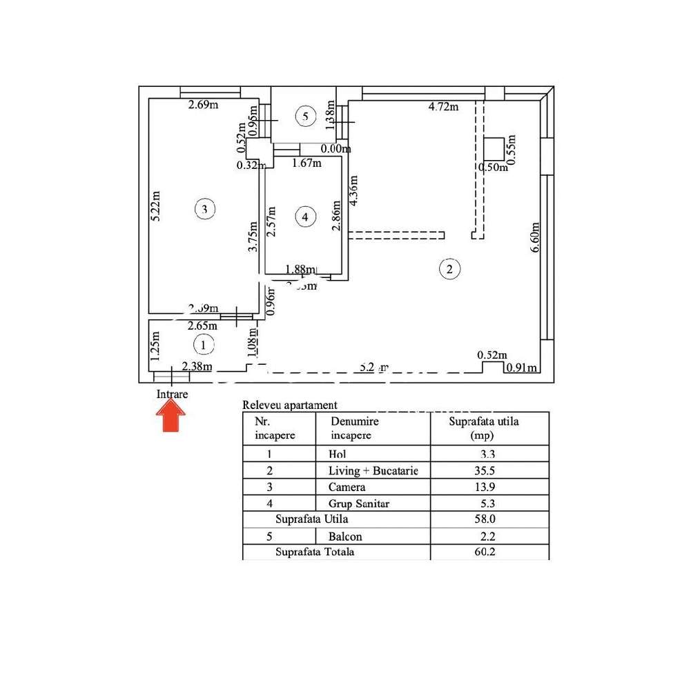 Apartament cu 3 camere, 58mp utili, etaj 2/7, lift, Doamna Stanca - Imagine principală: 3/14
