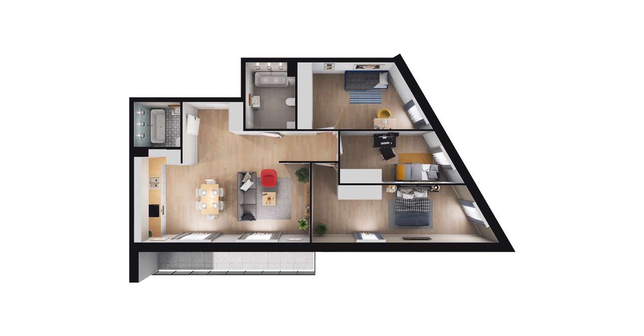 Gotowe 4-pokojowe mieszkanie 86m2 + balkon - Pełny obrazek: 2/8