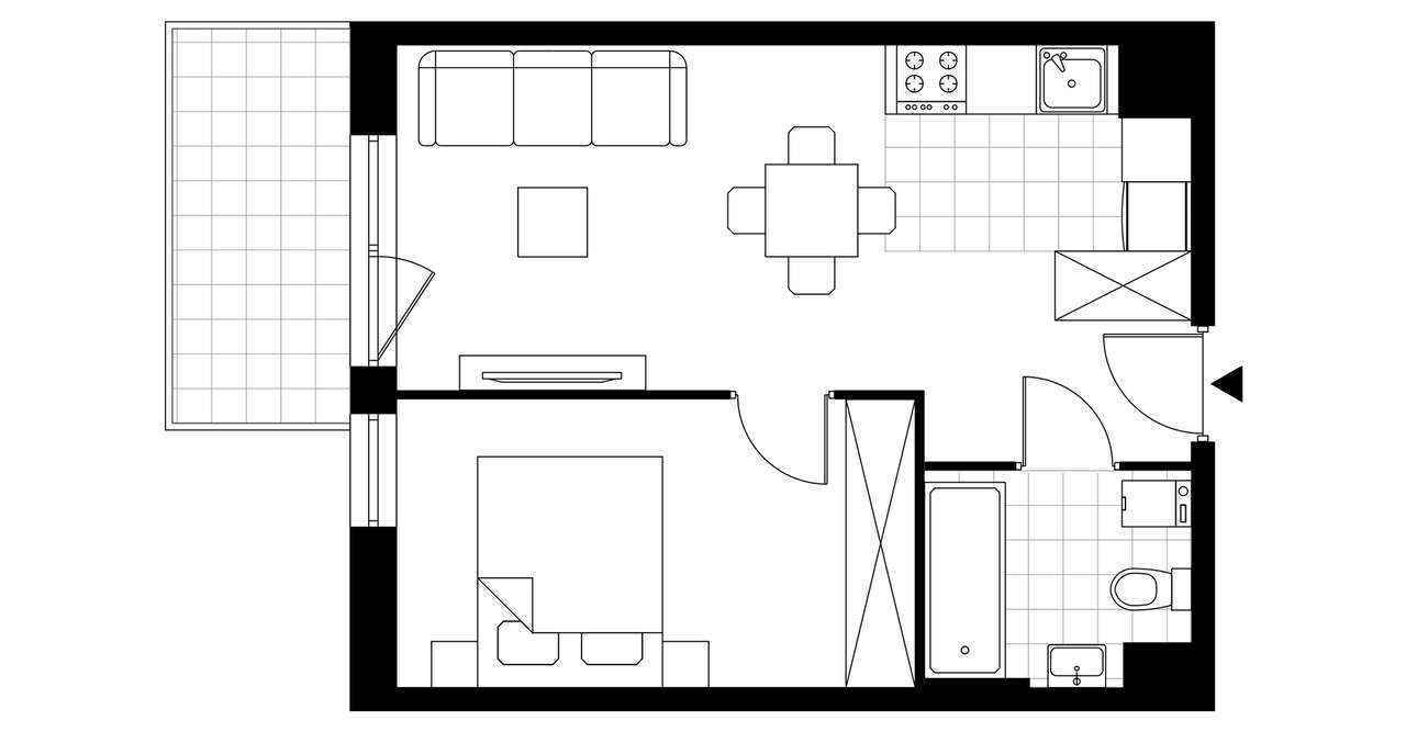 1-pokojowe mieszkanie 38m2 + balkon Bez Prowizji - Pełny obrazek: 3/8