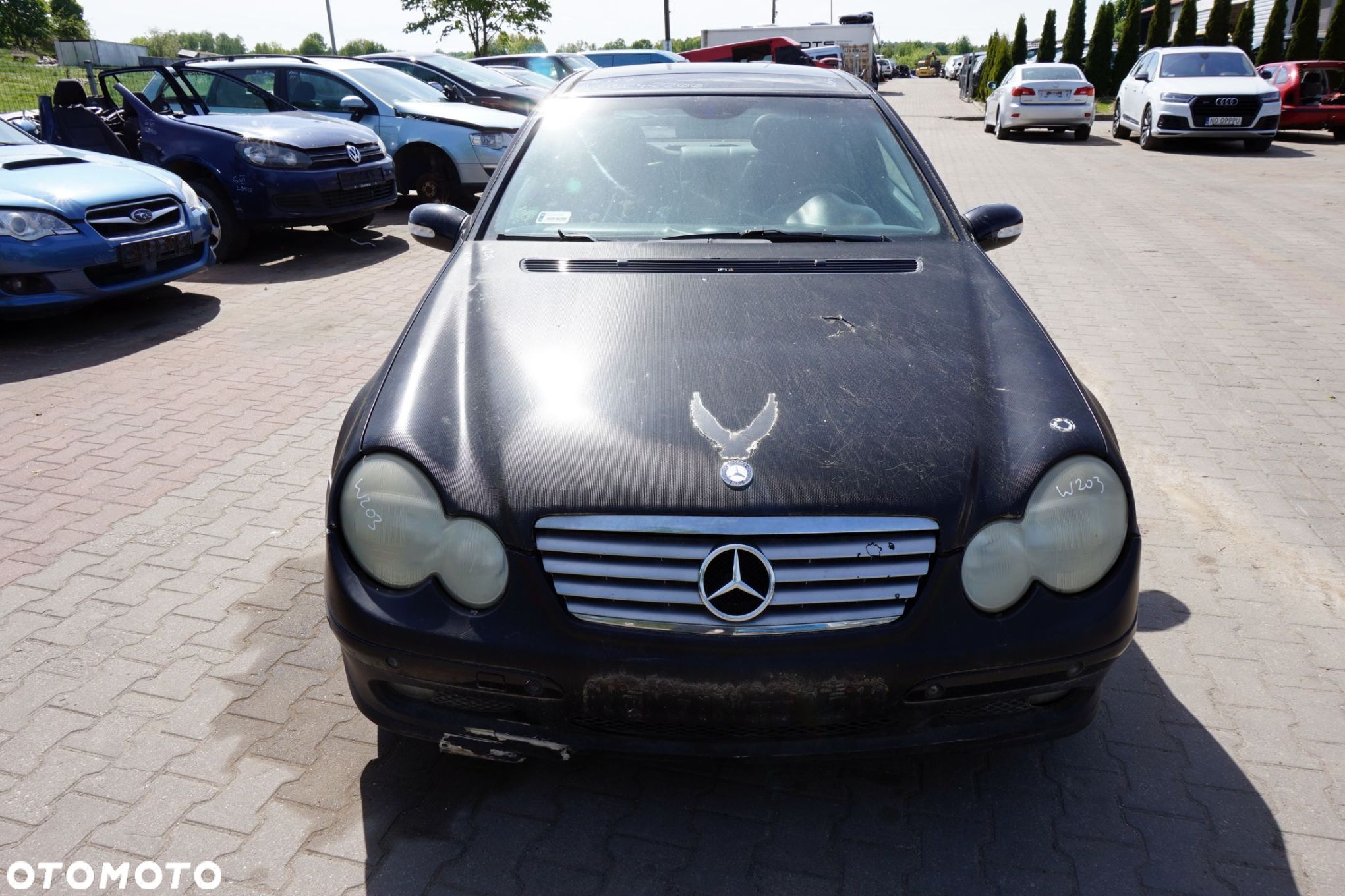 MASKA ZDERZAK BŁOTNIKI LAMPY C-KLASA W203 197  MERCEDES 2000-2007 CZARNY PRZÓD KOMPLETNY - 1