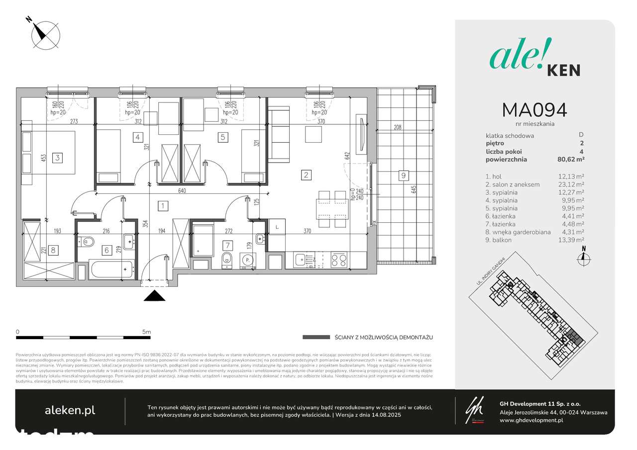 4-pokojowe mieszkanie 80m2 + balkon Bezpośrednio - Pełny obrazek: 2/7