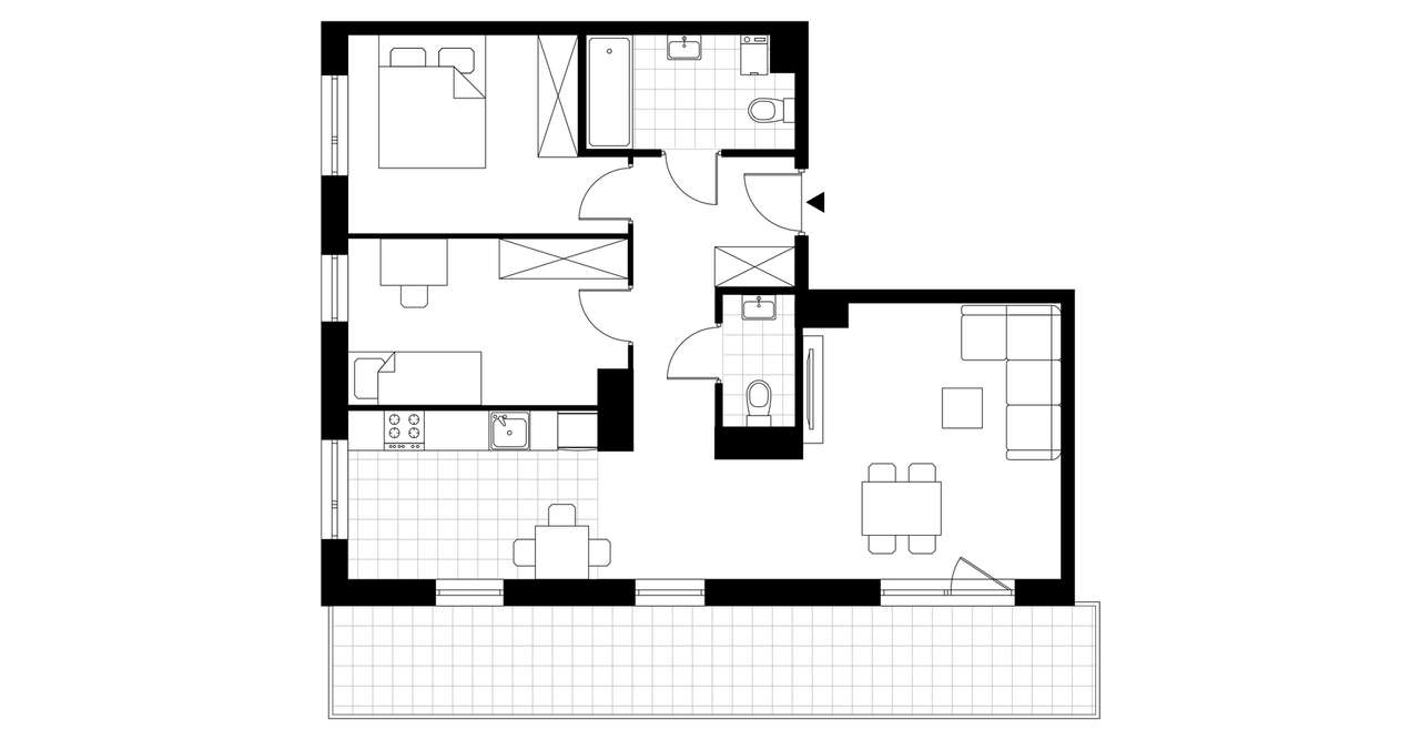 3-pokojowe mieszkanie 67m2 + taras Bezpośrednio - Pełny obrazek: 3/8