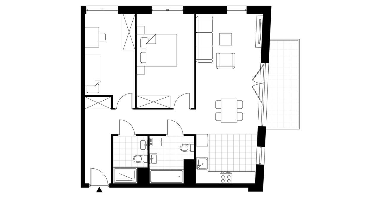 3-pokojowe mieszkanie 69m2 + balkon - Pełny obrazek: 2/7