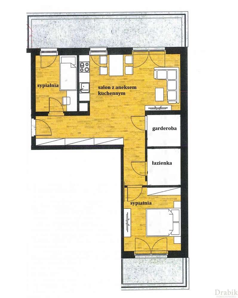 Nowe wyposażone 3-pok mieszkanie z 2 ogródkami ul. Wielicka-13