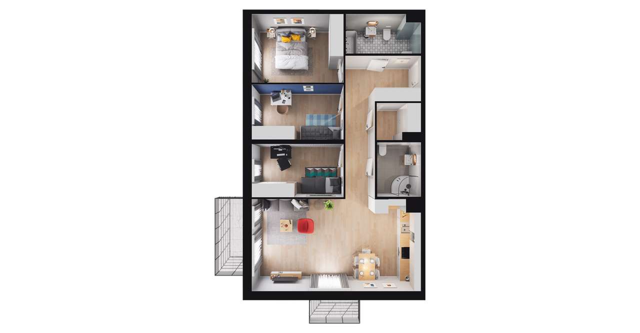 4-pokojowe mieszkanie 86m2 + 2 balkony - Pełny obrazek: 2/8