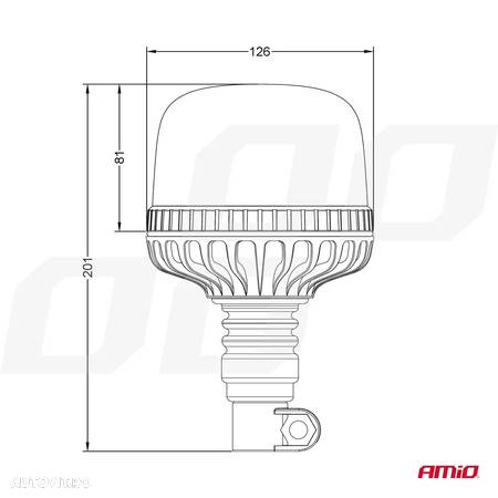 Girofar 12-24V cu sticla transparenta 24LED IP66 cu prindere pe suport 03338 - 3