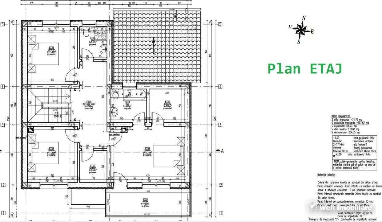 Proiect, casa la rosu, individuala, 3 dormitoare, 3 bai, Jucu de Sus - Imagine principală: 3/3
