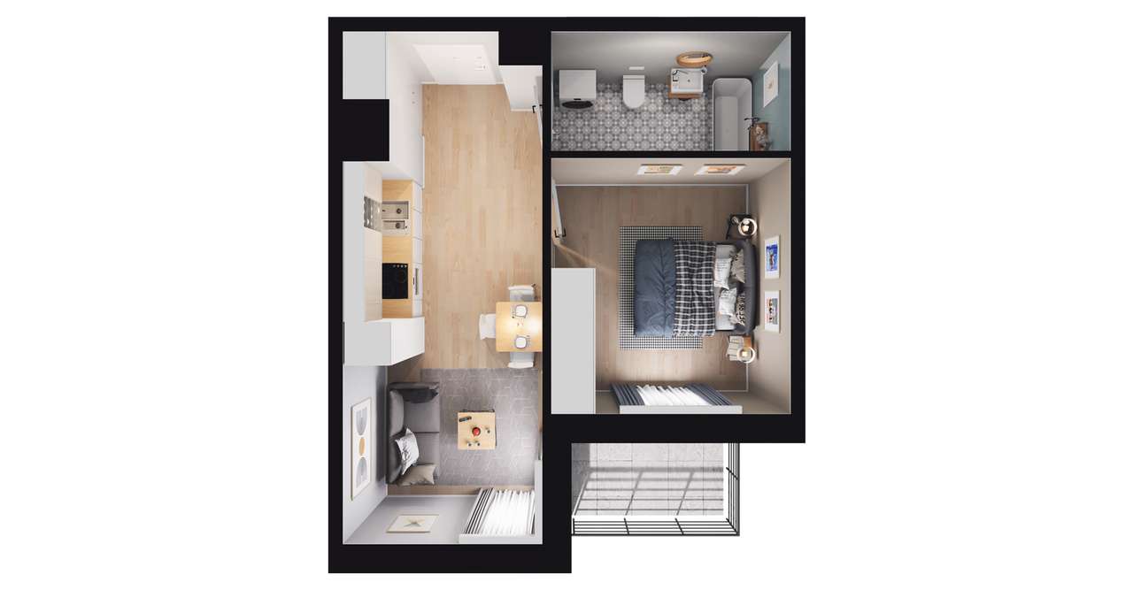 2-pokojowe mieszkanie 35m2 + balkon Bezpośrednio - Pełny obrazek: 3/9