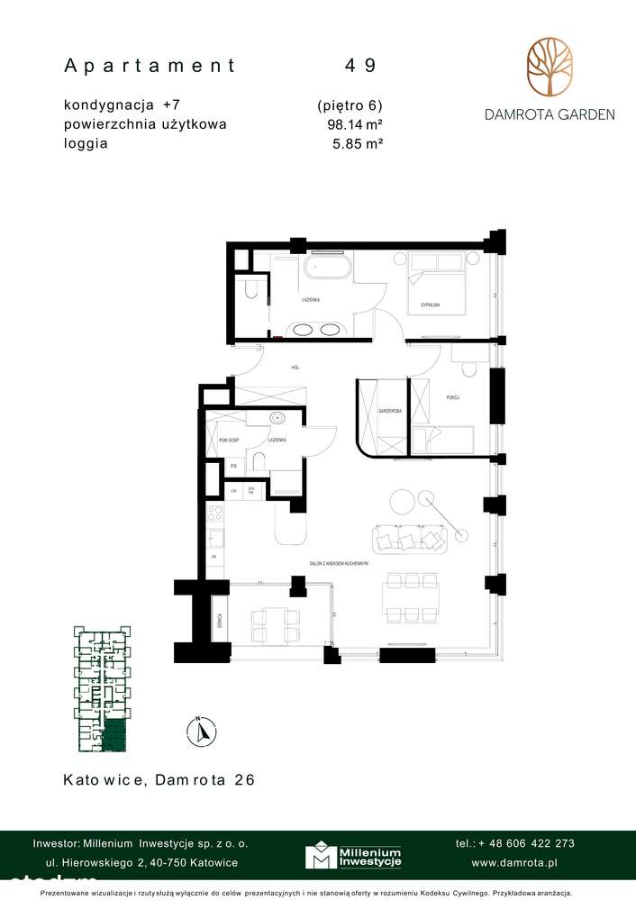 Przestronny apartament w zielonej okolicy | 98,14 m2 | Damrota Garden - Pełny obrazek: 4/11