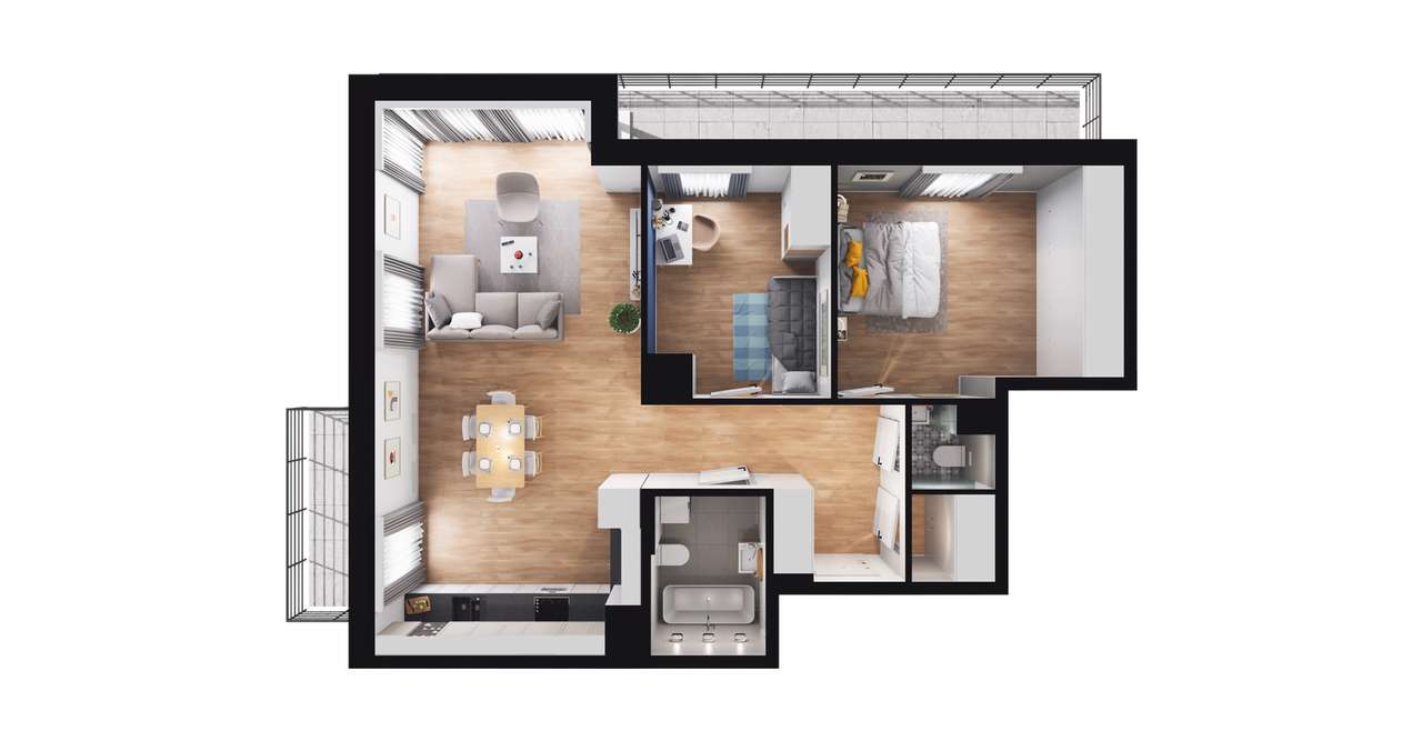 3-pokojowe mieszkanie 75m2 + 2 balkony - Pełny obrazek: 2/8