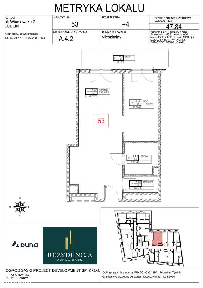 Rezydencja Ogród Saski | mieszkanie 2-pok. | A4.2 - Pełny obrazek: 2/7
