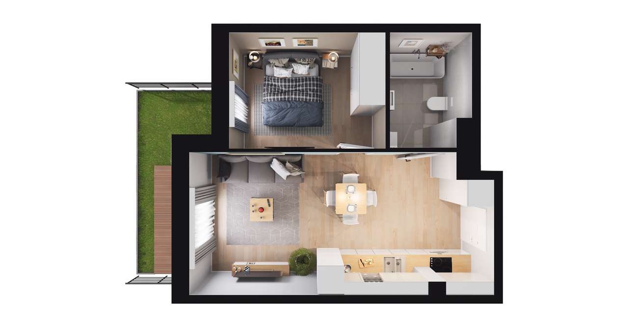 2-pokojowe mieszkanie 35m2 + ogródek Bez Prowizji - Pełny obrazek: 2/6