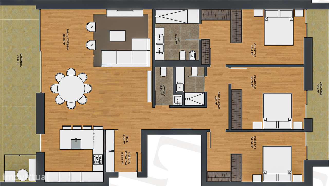 Apartamento T3 com suíte e duas varanda, Barrocas, Aveiro-10