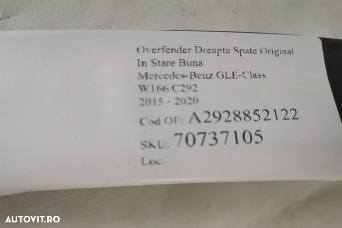 Overfender Dreapta Spate Original In Stare Buna Mercedes-Benz GLE-Cla - 7