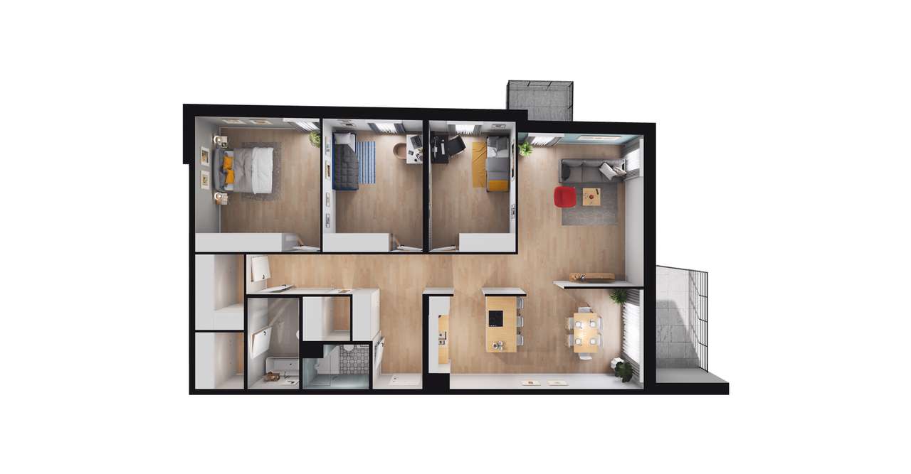 Faktoria Młyn | mieszkanie 4-pok. | B1.B2.P3.M25 - Pełny obrazek: 3/9