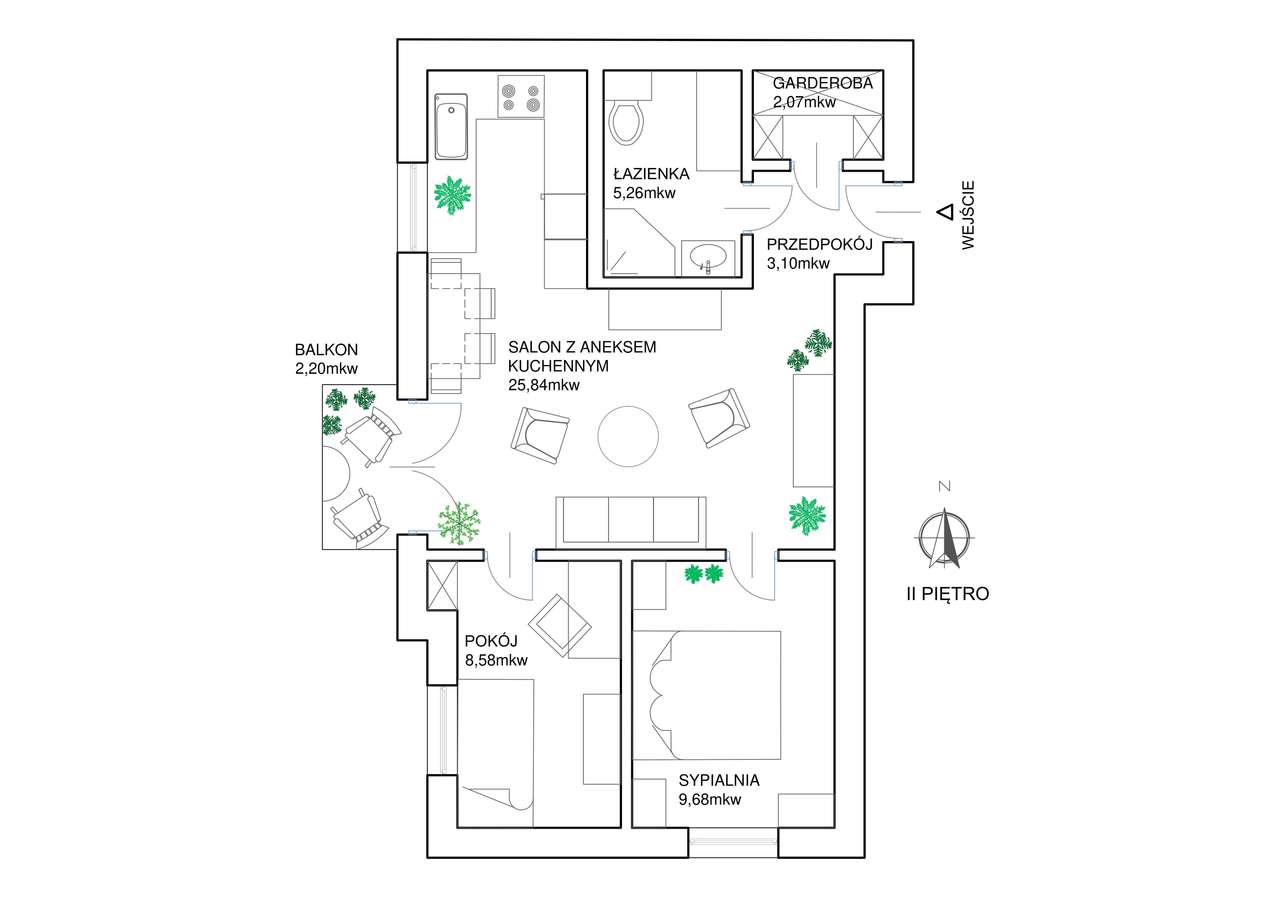 Piękne Eleganckie Umeblowane +Dwa Miejsca Parkingowe w CENIE!-19