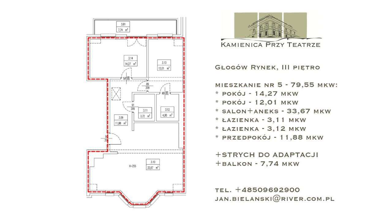 Mieszkanie 79 mkw | III piętro | Rynek Głogów-3