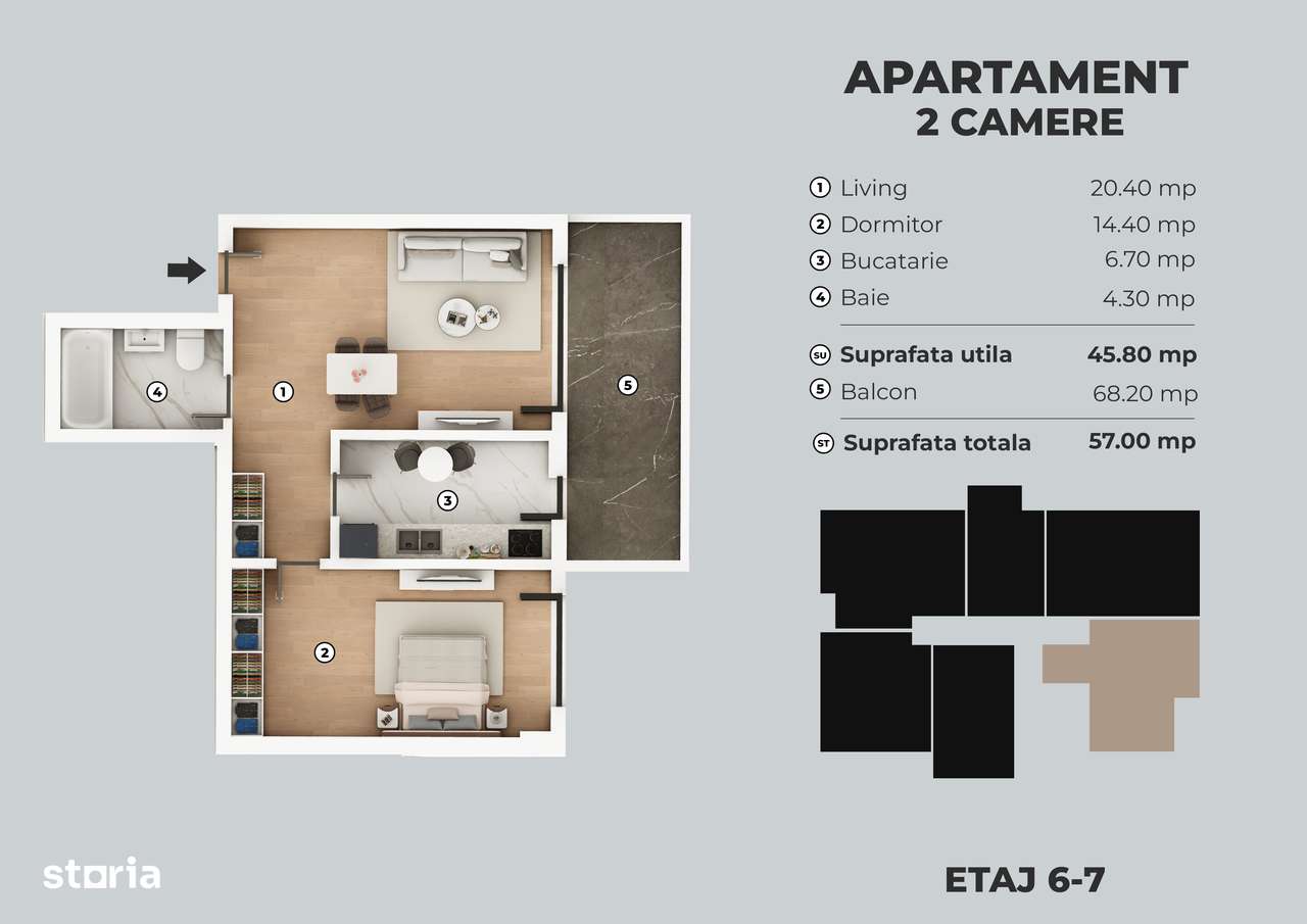 Berceni-Grand Arena-Apartament 2 camere-FINALIZAT-tva 21% inclus