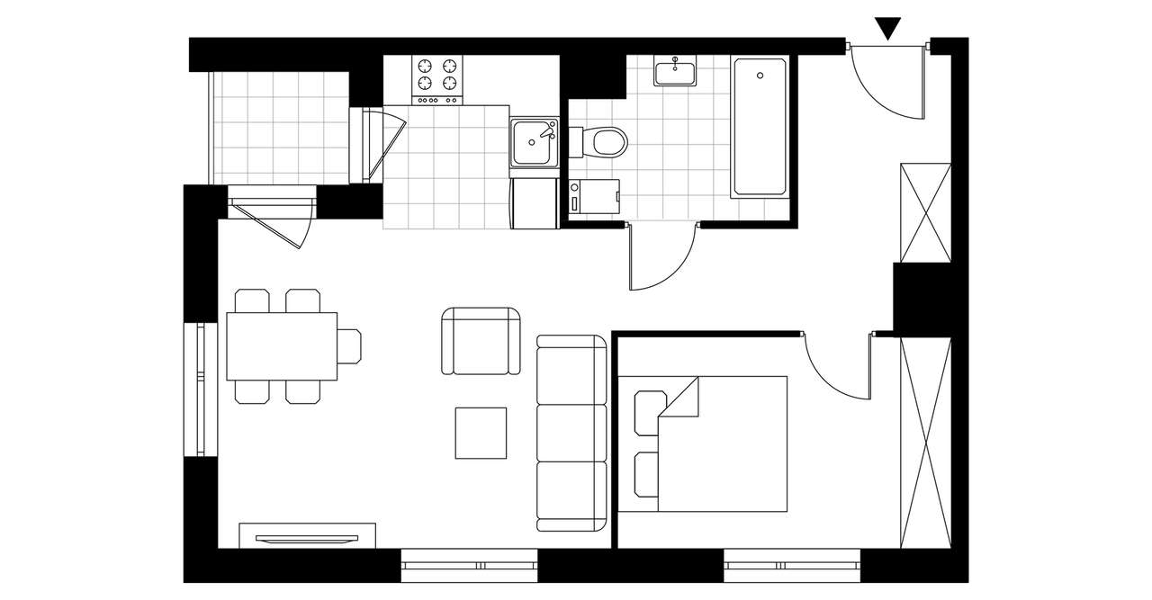 2-pokojowe mieszkanie 44m2 + loggia Bezpośrednio - Pełny obrazek: 3/8